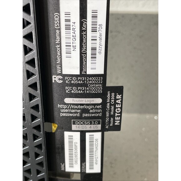 XFINITY/COMCAST Netgear C6300 AC1750 WiFi Dual Band Cable Modem Gigabit Router - Picture 4 of 8